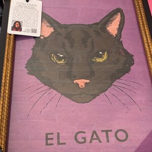 Sapna Shah unique El Gato Cat Wall Art Print - Purple